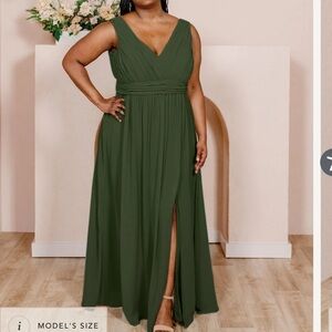 Revelry deep olive Kierra Chiffon dress